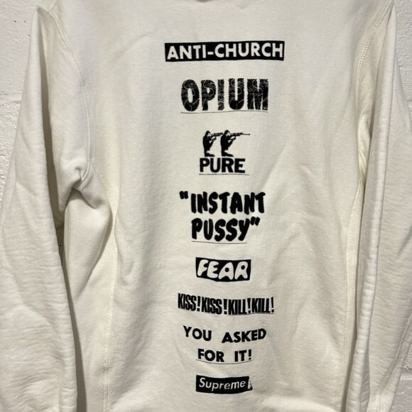 SS16 Supreme Anti-Church Pure Fear Hoodie Sweatshirt "White" - Picture 3 of 7